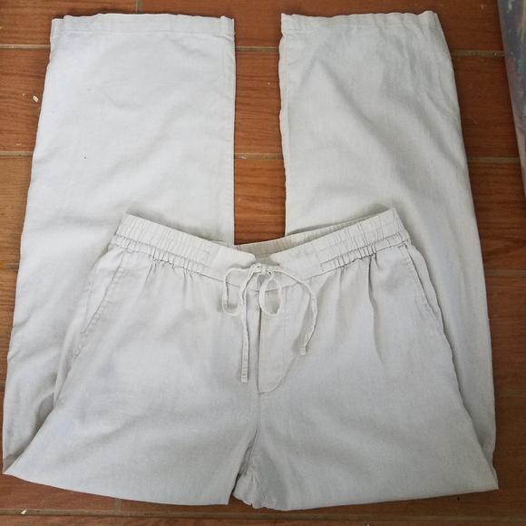 Old Navy Oatmeal Linen Blend Pants - Picture 2 of 7